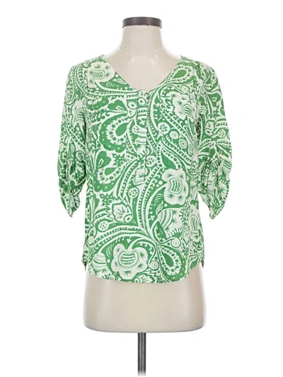 Pre-owned Maeve 3/4 Sleeve Blouse In Green