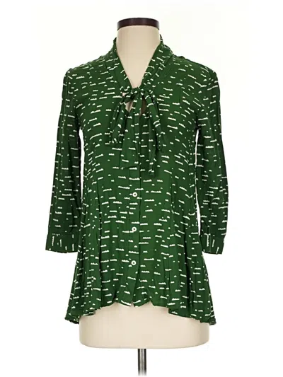 Pre-owned Maeve 3/4 Sleeve Blouse In Green