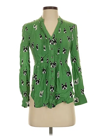 Pre-owned Maeve 3/4 Sleeve Blouse In Green