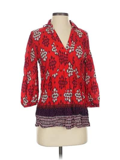 Pre-owned Maeve 3/4 Sleeve Blouse In Red