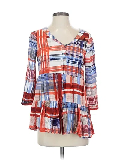 Pre-owned Maeve 3/4 Sleeve Blouse In Red