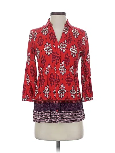 Pre-owned Maeve 3/4 Sleeve Blouse In Red