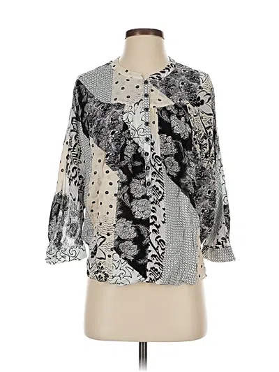 Pre-owned Maeve 3/4 Sleeve Blouse In Silver
