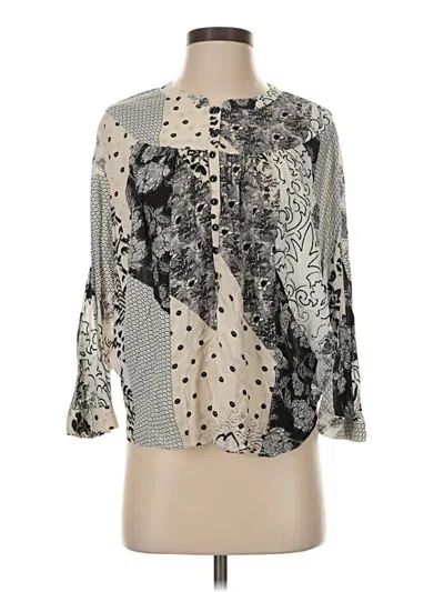 Pre-owned Maeve 3/4 Sleeve Blouse In Silver