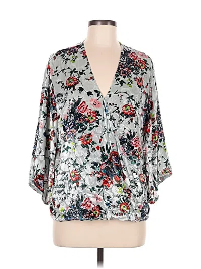 Pre-owned Maeve 3/4 Sleeve Blouse In Silver