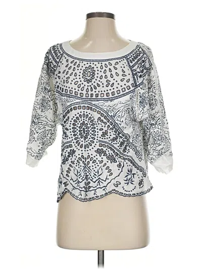Pre-owned Maeve 3/4 Sleeve Blouse In Silver