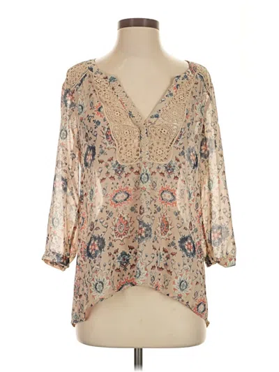 Pre-owned Maeve 3/4 Sleeve Blouse In Tan