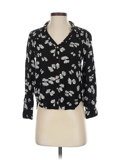 Pre-owned Maeve 3/4 Sleeve Button Down Shirt In Black