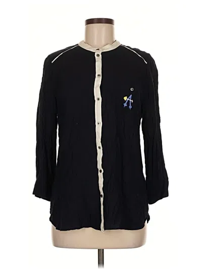 Pre-owned Maeve 3/4 Sleeve Button Down Shirt In Black