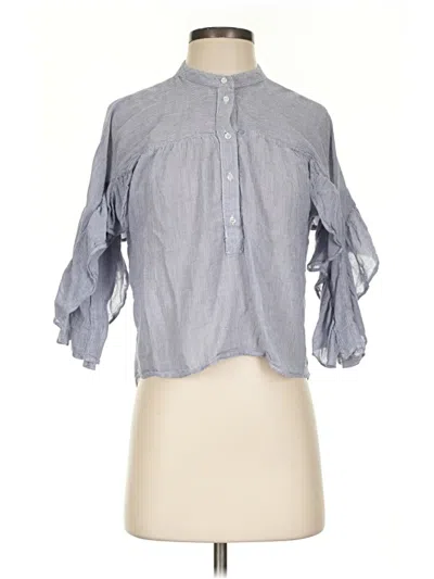 Pre-owned Maeve 3/4 Sleeve Button Down Shirt In Blue