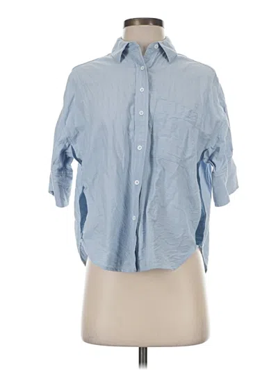 Pre-owned Maeve 3/4 Sleeve Button Down Shirt In Blue