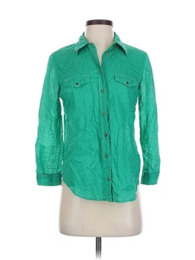 Pre-owned Maeve 3/4 Sleeve Button Down Shirt In Green