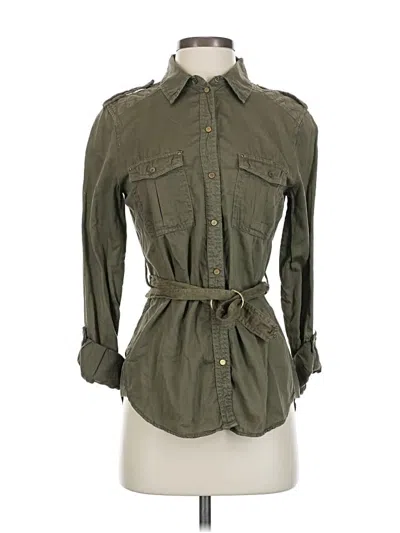 Pre-owned Maeve 3/4 Sleeve Button Down Shirt In Green
