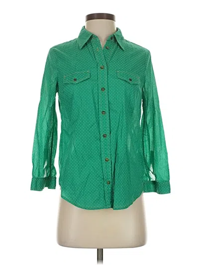 Pre-owned Maeve 3/4 Sleeve Button Down Shirt In Green