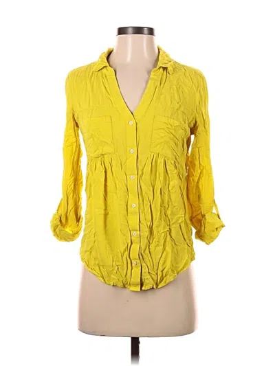 Pre-owned Maeve 3/4 Sleeve Button Down Shirt In Yellow