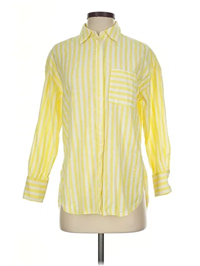 Pre-owned Maeve 3/4 Sleeve Button Down Shirt In Yellow