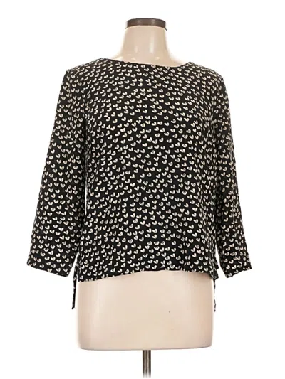 Pre-owned Maeve 3/4 Sleeve Silk Top Black Boatneck Tops