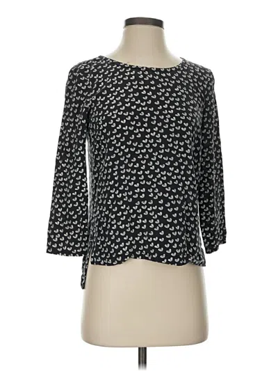 Pre-owned Maeve 3/4 Sleeve Silk Top Black Boatneck Tops