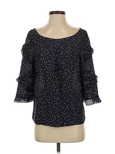 Pre-owned Maeve 3/4 Sleeve Silk Top Black Cold Shoulder Neckline Tops