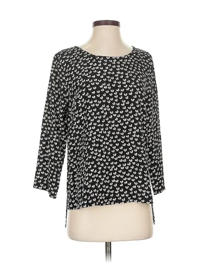 Pre-owned Maeve 3/4 Sleeve Silk Top Black Square Neckline Tops