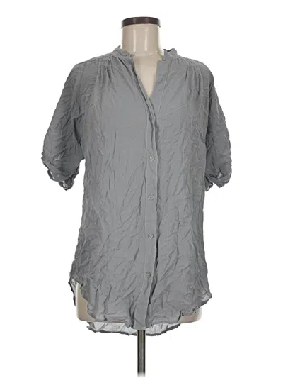 Pre-owned Maeve 3/4 Sleeve Silk Top Gray Keyhole Neckline Tops