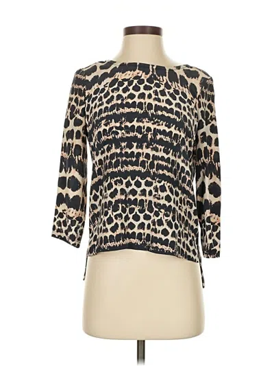 Pre-owned Maeve 3/4 Sleeve Top Black Animal Print Pattern Boatneck Tops