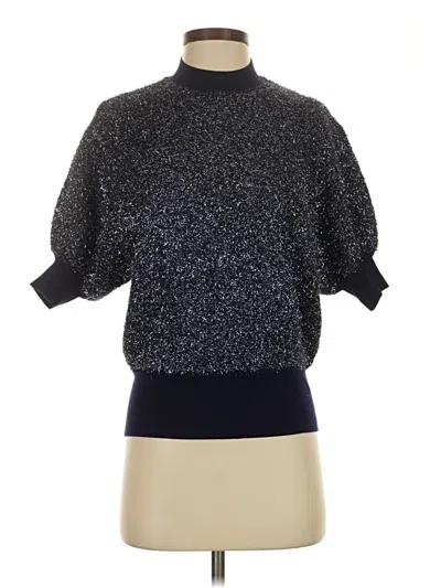 Maeve 3/4 Sleeve Top Silver Turtleneck Tops In Black