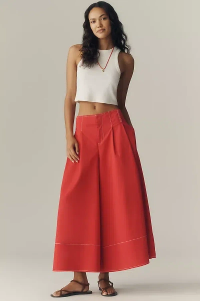 Maeve 50s Umbrella Culotte Pants In Red