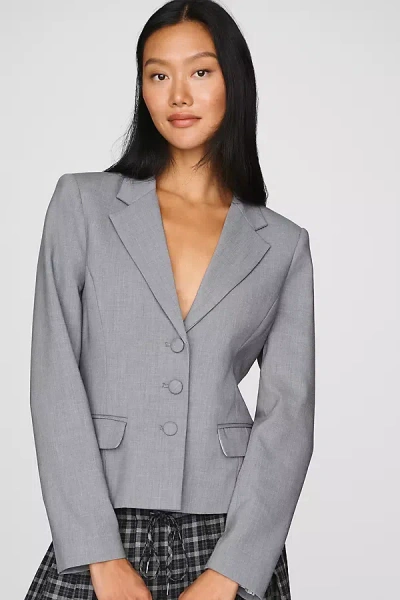 Maeve 90s Slim Suit Blazer Jacket In Gray