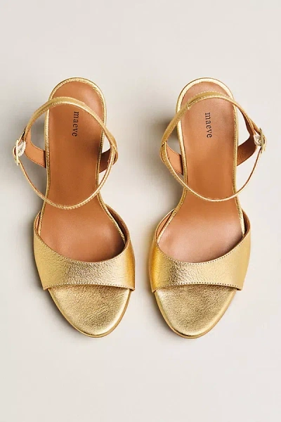 Maeve Ankle Strap Heeled Sandals In Gold