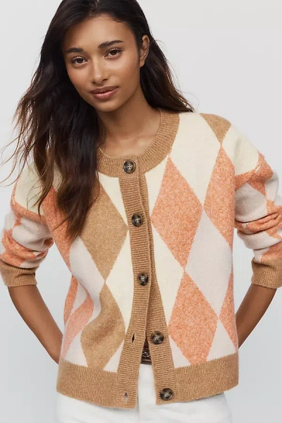 Maeve Argyle Cardigan Sweater In Multi
