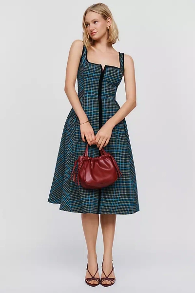 Maeve Arlette Velvet Midi Dress In Green