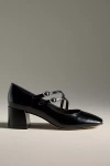 Maeve Asymmetric Strap Block-heel Mary Janes In Black