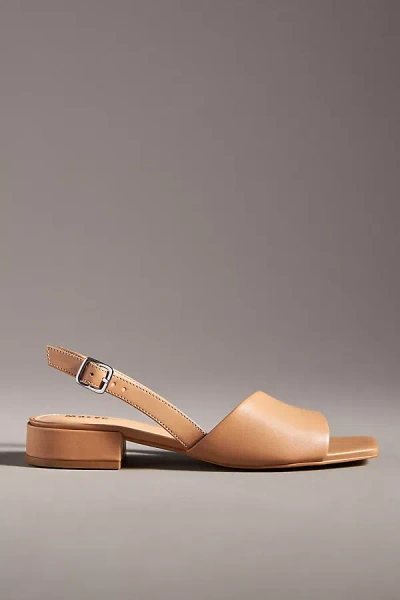 Maeve Asymmetrical Slingback Heels In Beige