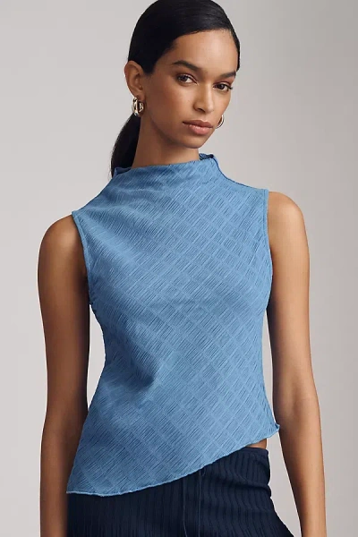 Maeve Asymmetrical Textured Tank Top In Blue