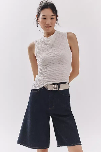 Maeve Asymmetrical Textured Tank Top In White
