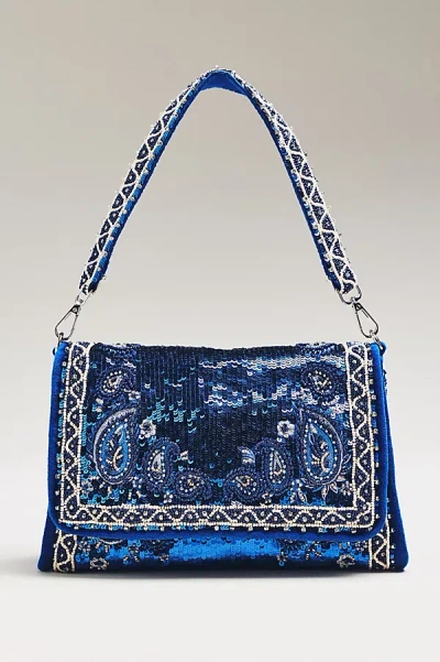 Maeve Audra Embellished Shoulder Bag In Blue