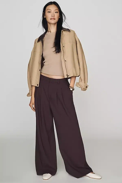 Maeve Avery Wide-leg Pleated Trousers By  Pants In Brown