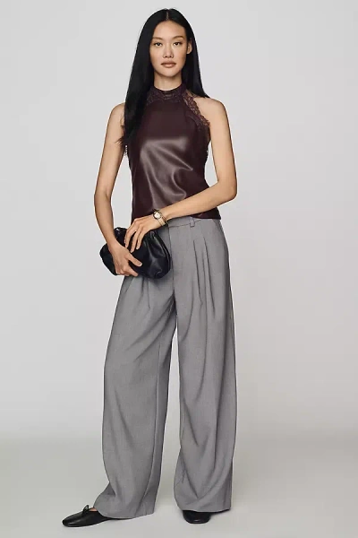Maeve Avery Wide-leg Pleated Trousers By  Pants In Gray