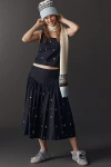 Maeve Basque-waist Midi Skirt In Blue