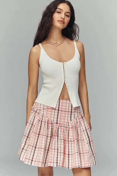 Maeve Basque-waist Mini Skort In Purple