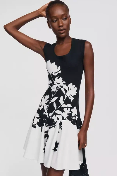 Maeve Beca Ribbed Sweater Fit & Flare Mini Dress By  In Black
