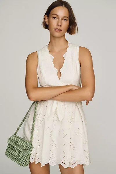 Maeve Belted Eyelet Mini Dress In White