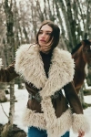 Maeve Belted Faux-fur Coat Jacket In Neutral