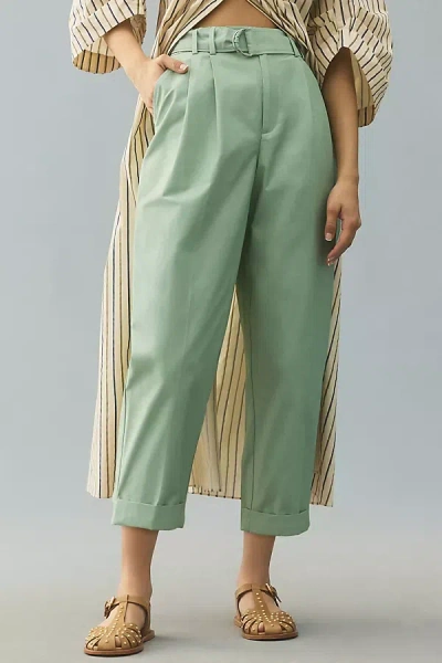 Maeve Belted Tapered Pants In Mint