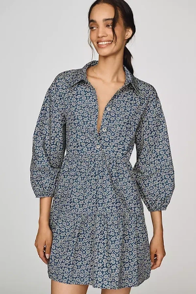Maeve Bettina Tiered Mini Shirtdress In Gray