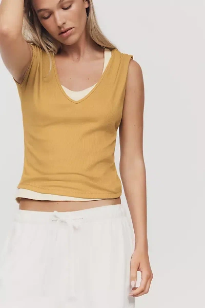Maeve Betty V-neck Baby Muscle Tee In Gold