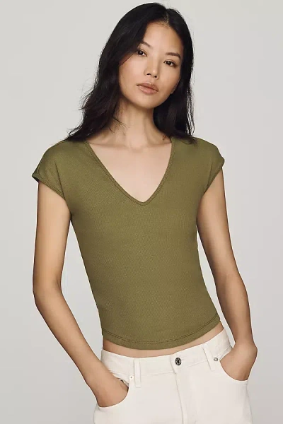 Maeve Betty V-neck Baby Muscle Tee In Green