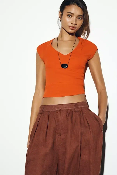 Maeve Betty V-neck Short-sleeve Tee By  In Orange