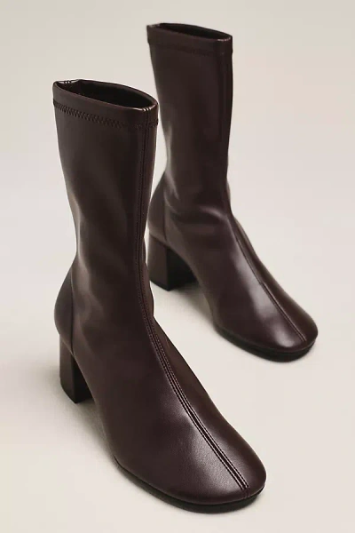 Maeve Block Heel Sock Boots In Brown